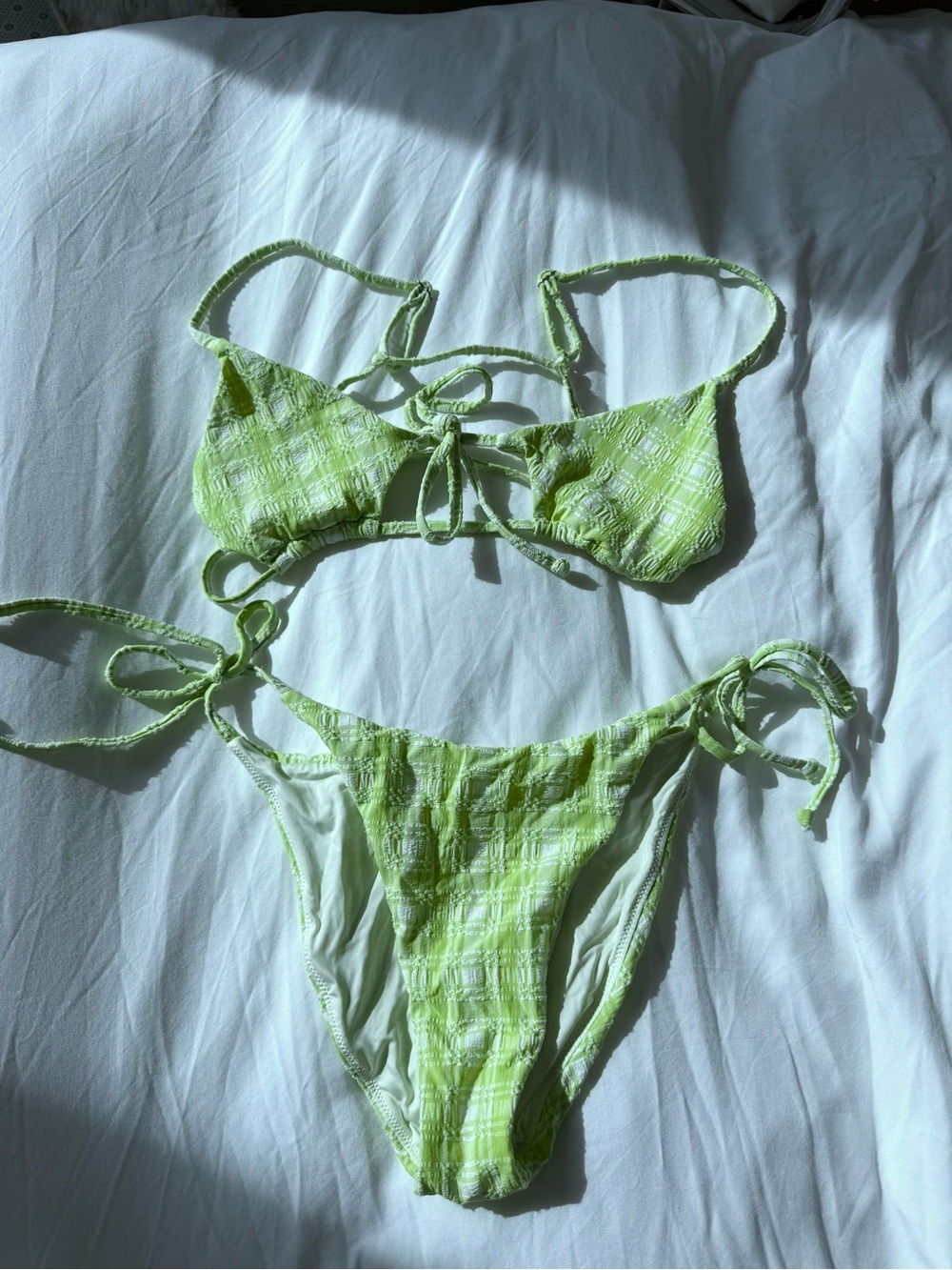 Frankie's Bikinis Lime Plaid Tie-Side Bikini